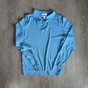 COS Blue Long Sleeve Slim Polo Shirt
